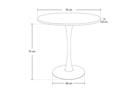 Tavolo rotondo Ø70 cm, tavolo da pranzo tondo bianco - Omar - TR08-7OMPM