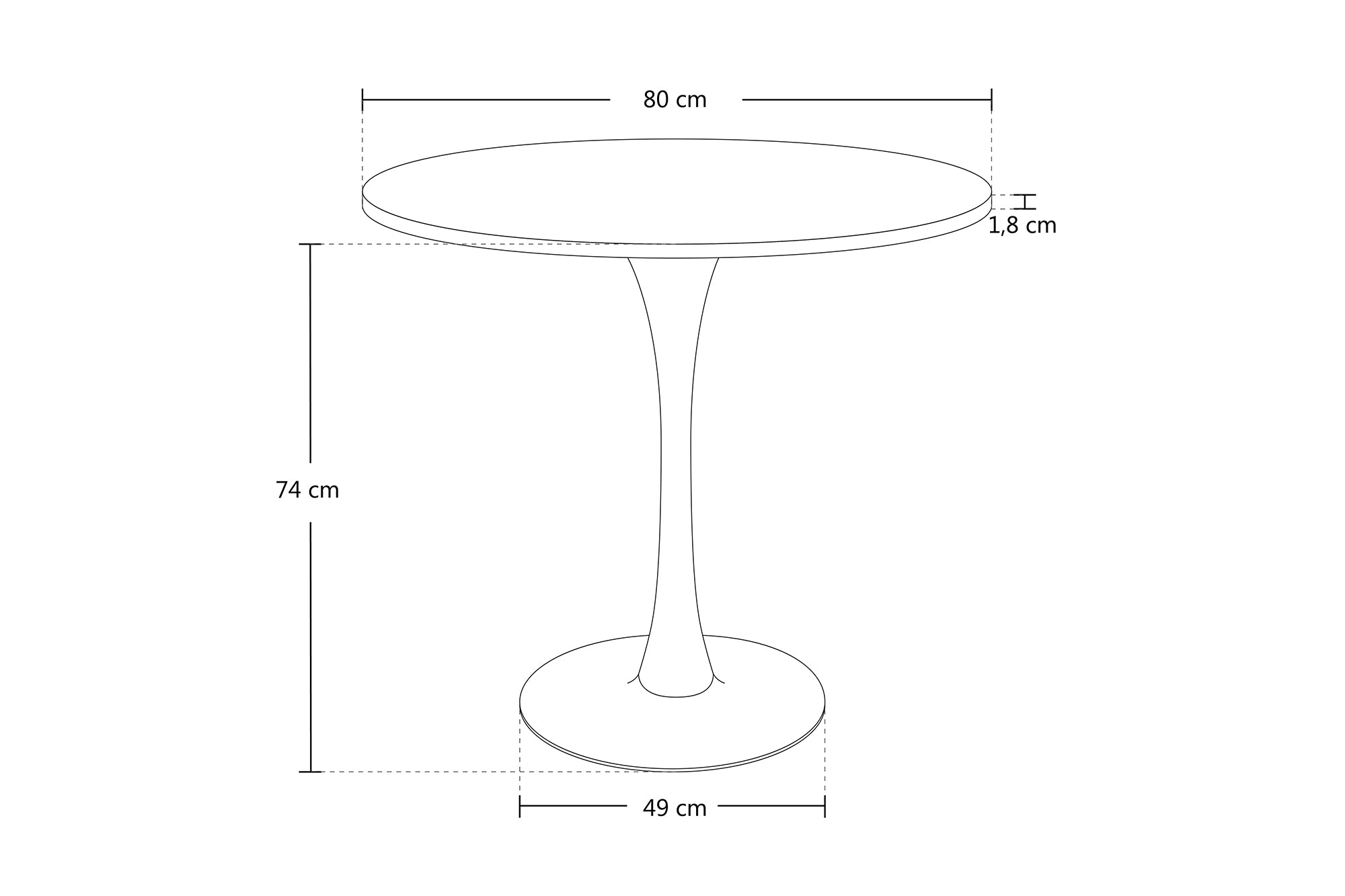 Tavolo rotondo Ø80 cm, tavolo da pranzo tondo mod. Omar - Colore: Nero - TR10-8OMPM