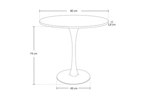 Tavolo rotondo Ø80 cm, tavolo da pranzo tondo mod. Omar - Colore: Nero - TR10-8OMPM