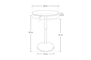 Tavolo regolabile in altezza rotondo 60 cm nero, tavolino da bar mod. Romeo TR10-D6ROAR