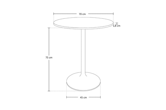 Tavolo rotondo 70 cm bianco, tavolino da bar mod. Romeo TR08-D7ROPA