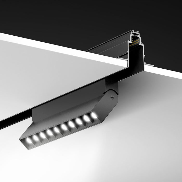 Base Illuminazione Points Rot Per Binario Moderno Alluminio Nero 20W Luce Calda