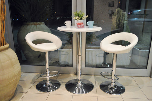 Tavolo regolabile in altezza rotondo 60 cm bianco, tavolino da bar mod. Romeo TR08-D6ROAR