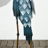 Set di 2 Statue da Giardino Scultura di Gru Decorazione Uccello Esterna in Acciaio per Terrazza Balcone Cortile Prato