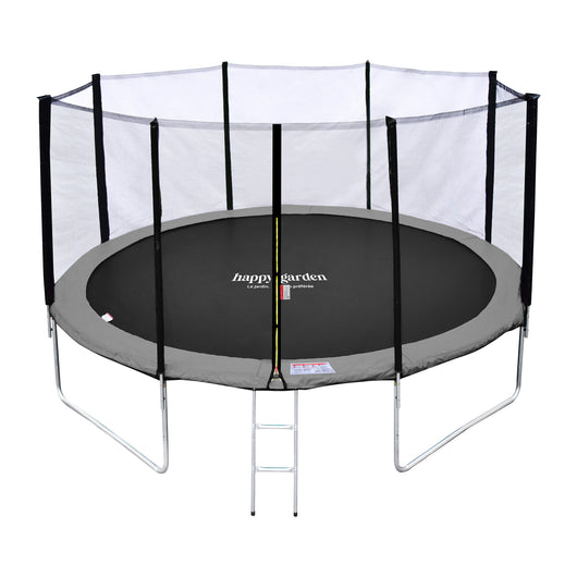 Premium Pack Trampolino 370 cm reversibile grigio / rosa PERTH + rete, scala, copertura e kit di ancoraggio
