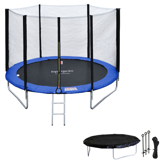 Premium Pack Trampolino 245cm reversibile verde/blu CANBERRA + rete, scala, copertura e kit di ancoraggio
