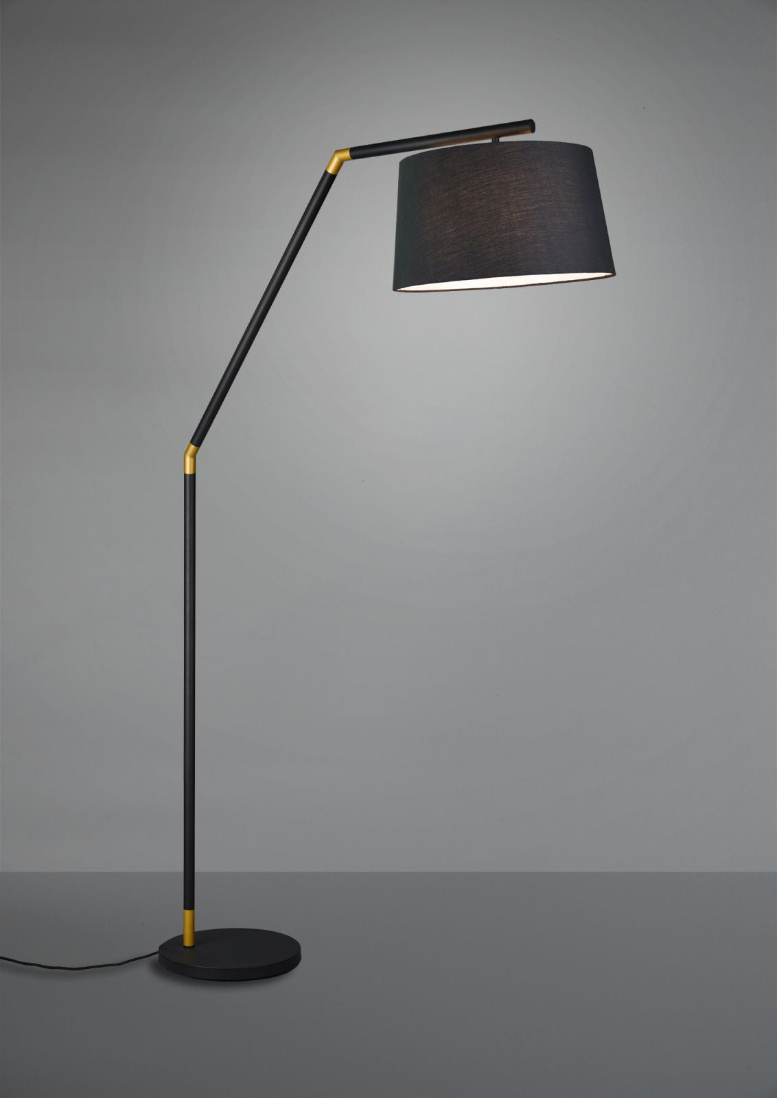 TRACY PIANTANA METALLO NERO CON INSERTI ORO E PARALUME NERO H. 175CM D.40CM 1 LUCE ATTACCO E27