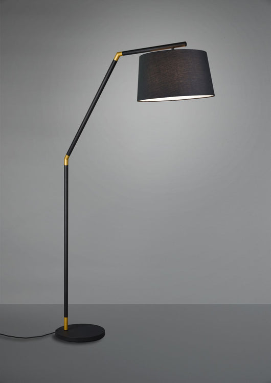 TRACY PIANTANA METALLO NERO CON INSERTI ORO E PARALUME NERO H. 175CM D.40CM 1 LUCE ATTACCO E27