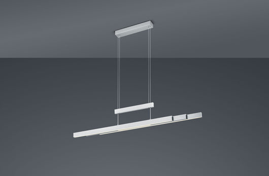 TRAJAN SOSPENSIONE LED 45W 5300lm, 2700K - 5000K ACCIAIO SATINATO ALLUNGABILE ESTENSIBILE INTENSITA' DIMMERABILE  BI-EMISSIONE L. 150C,5M