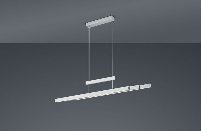 TRAJAN SOSPENSIONE LED 45W 5300lm, 2700K - 5000K ACCIAIO SATINATO ALLUNGABILE ESTENSIBILE INTENSITA' DIMMERABILE  BI-EMISSIONE L. 150C,5M