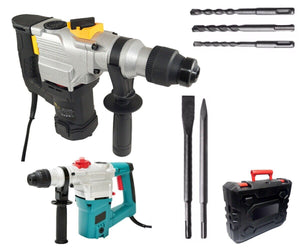 TRAPANO SCALPELLATORE MARTELLO DEMOLITORE 1350W 28MM TASSELLATORE 5 ACCESSORI