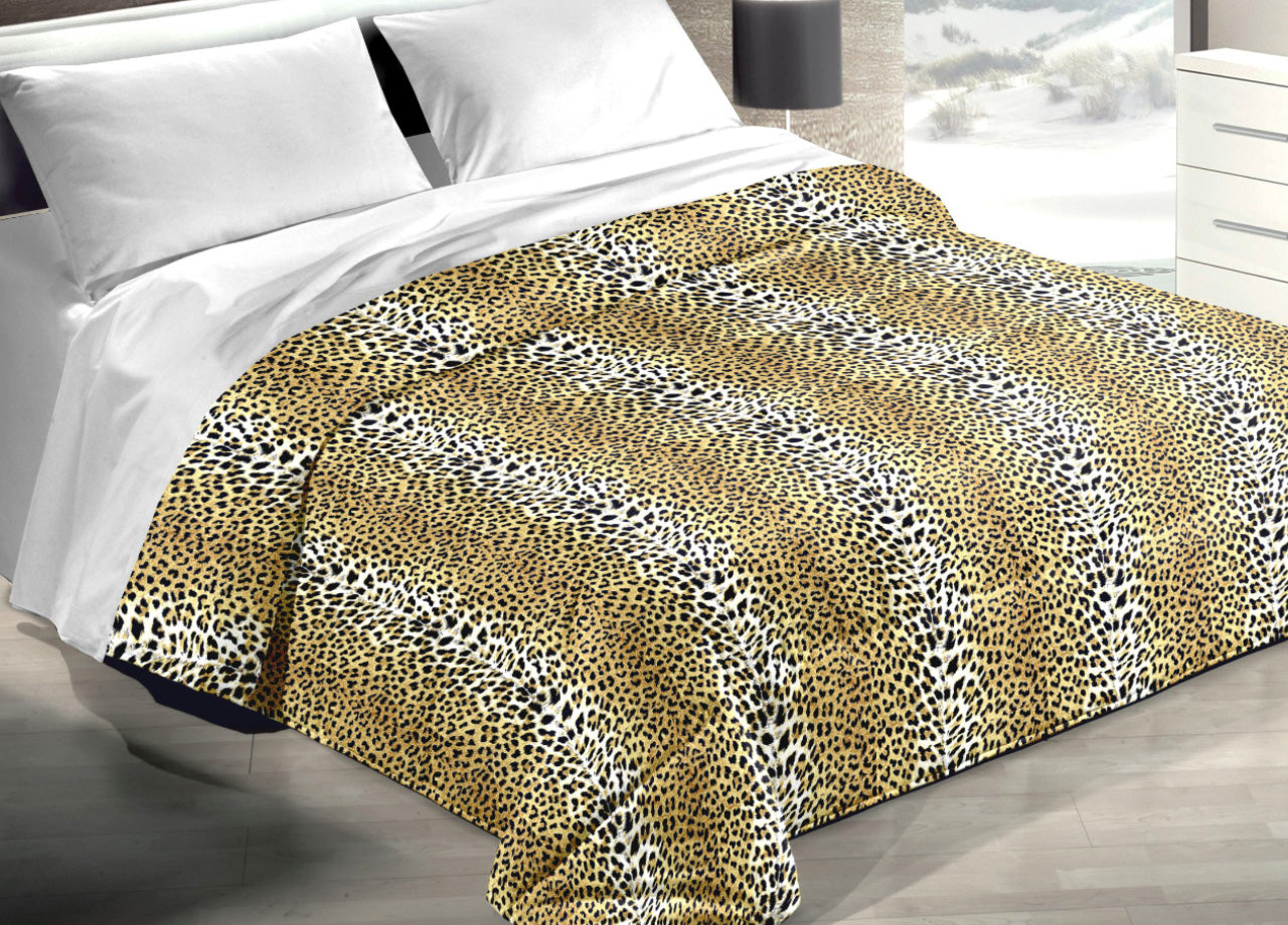 Trapunta Piumone Invernale Imbottita 300gr Microfibra Diadema Dis. Leopardato - Piazza E Mezza - D15