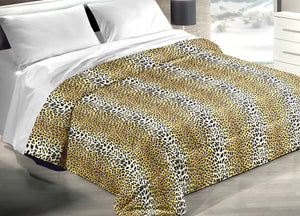 Trapunta Piumone Invernale Imbottita 300gr Microfibra Diadema Dis. Leopardato - Piazza E Mezza - D15