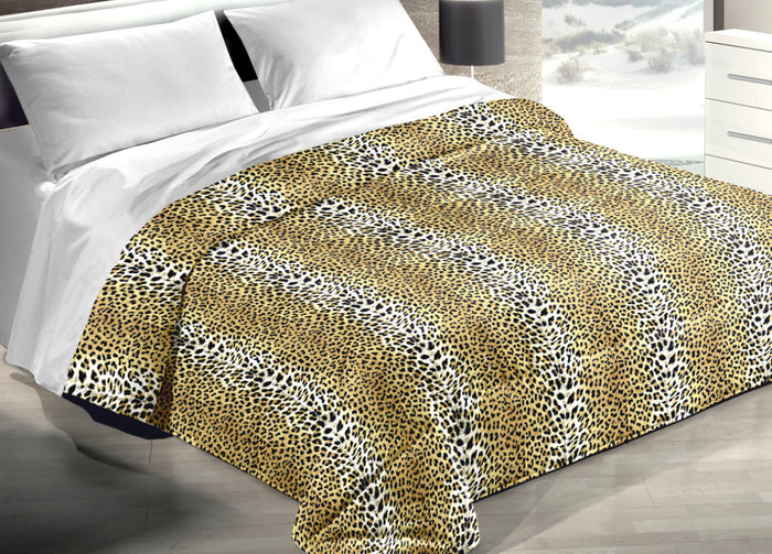 Trapunta Piumone Invernale Imbottita 300gr Microfibra Diadema Dis. Leopardato - Piazza E Mezza - D15