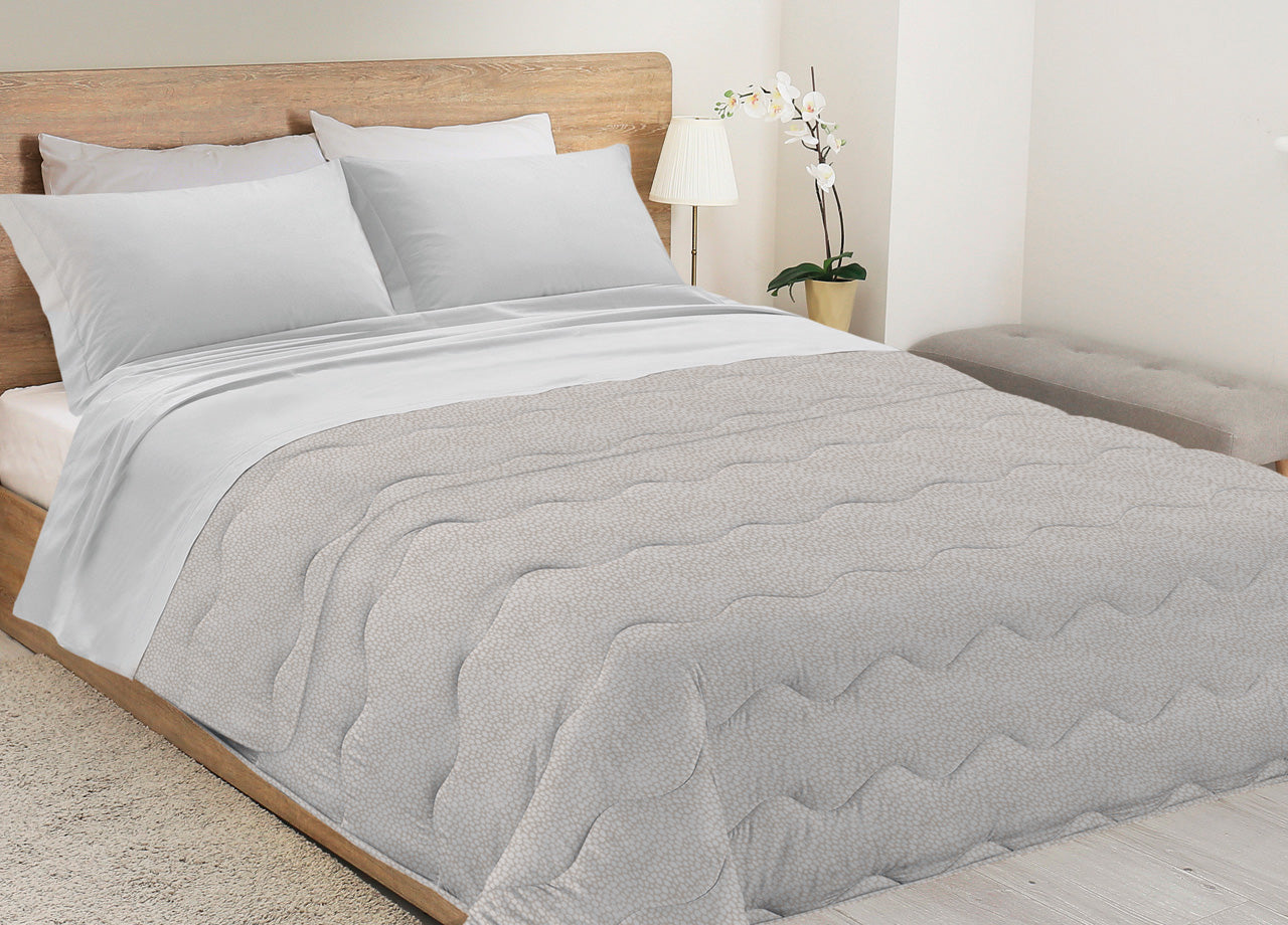 Trapunta Piumone Letto Invernale Imbottita 300gr Microfibra Diadema Borbon - 1 Piazza - Beige