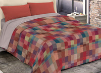 Trapunta Piumone Invernale Imbottita 300gr Microfibra Diadema Quadri - Piazza E Mezza - D21 Fucsia