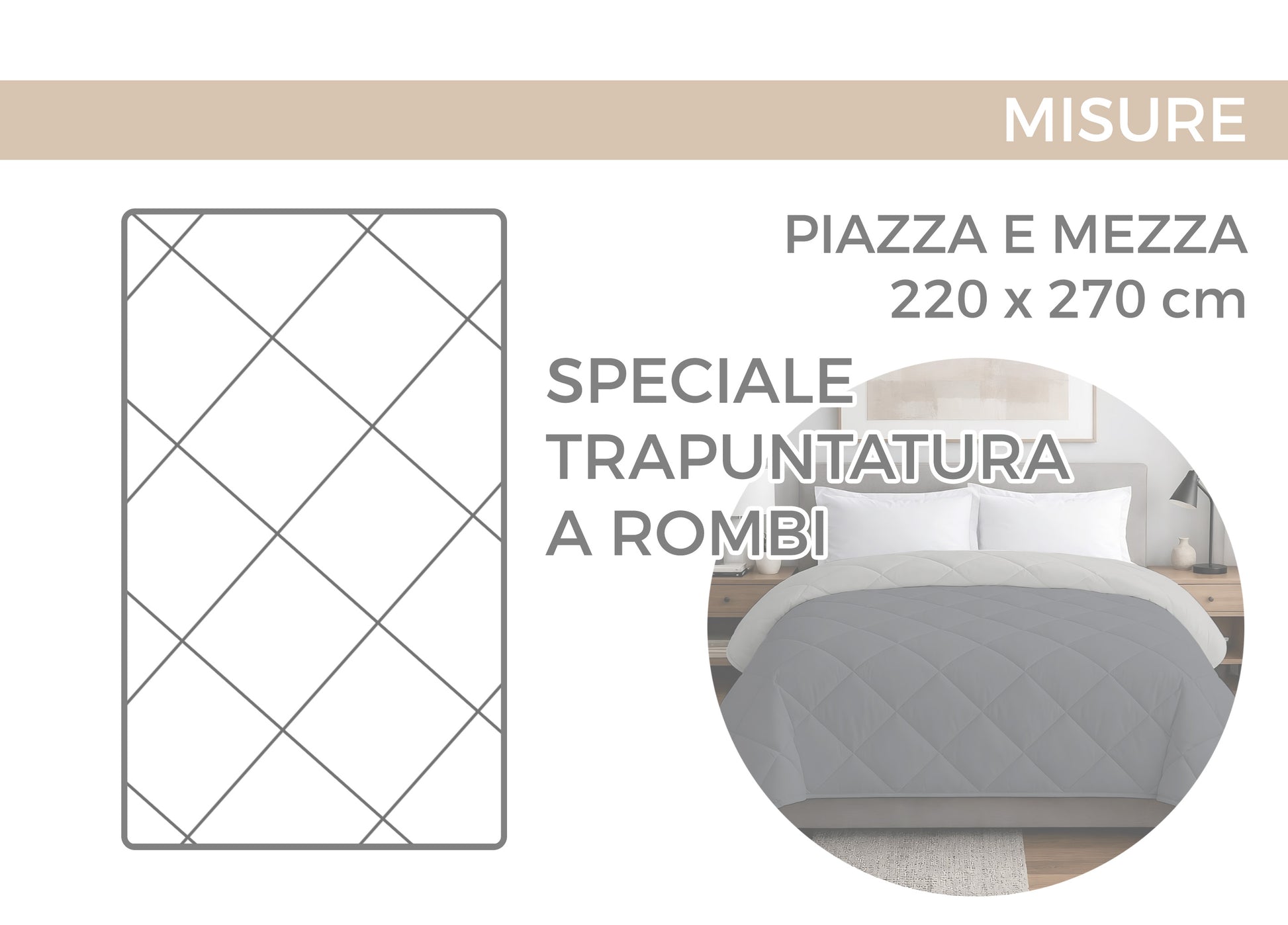 Trapuntino Piumino Estivo Primaverile 100g Disegno Corvara - 1 Piazza e Mezza - Corvara