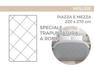 Trapunta Piumone Invernale 300gr Cotone Made Italy Disegno Scotland - Piazza E Mezza - Azzurro