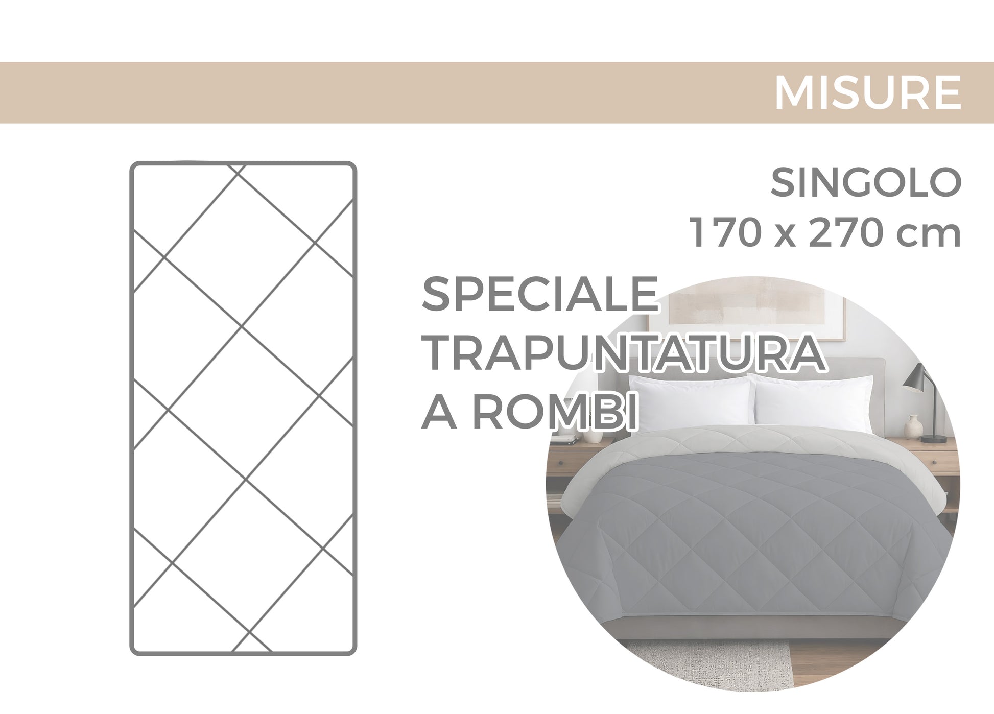 Trapuntino Piumino Estivo Primaverile 100g Disegno Corvara - Singolo - Corvara