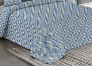 Trapuntino Piumino Estivo Pensieri Delicati Disegno Scotty Scozzese - Matrimoniale - Azzurro