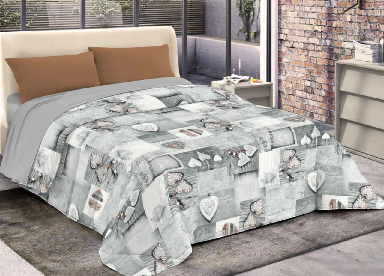 Trapunta Piumone Invernale Imbottita 300gr Microfibra Diadema Shabby - Piazza E Mezza - Grigio