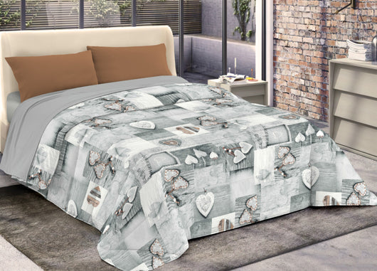 Trapunta Piumone Invernale Imbottita 300gr Microfibra Diadema Shabby - Piazza E Mezza - Grigio