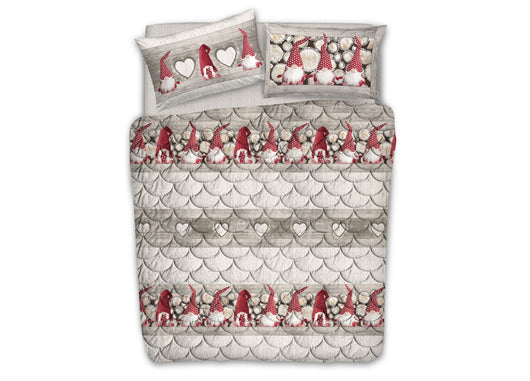 Trapunta Piumone Invernale Linea Pensieri Delicati Disegno Gnomi - Singolo - Rosso