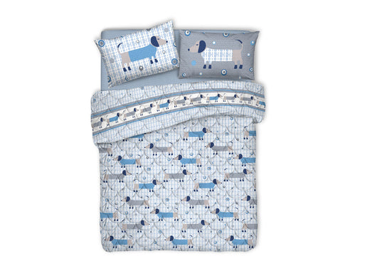 Trapuntino Piumino Estivo Linea Pensieri Delicati Disegno Bassotti Colore Azzurro - Singolo - Azzurro