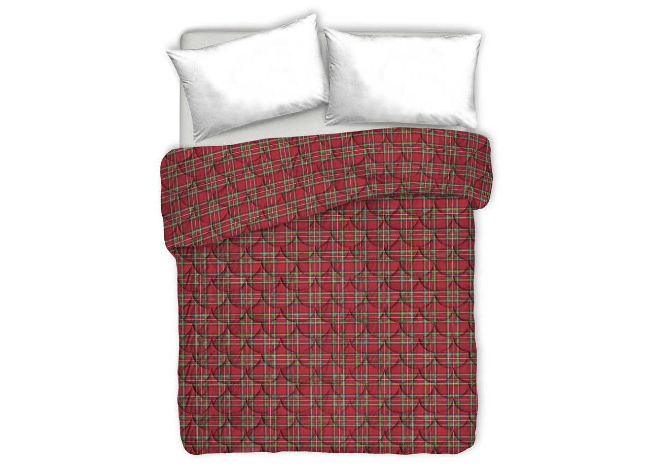 Trapunta Piumone Invernale Linea Pensieri Delicati Disegno Tartan Scozzese - Singolo - Rosso