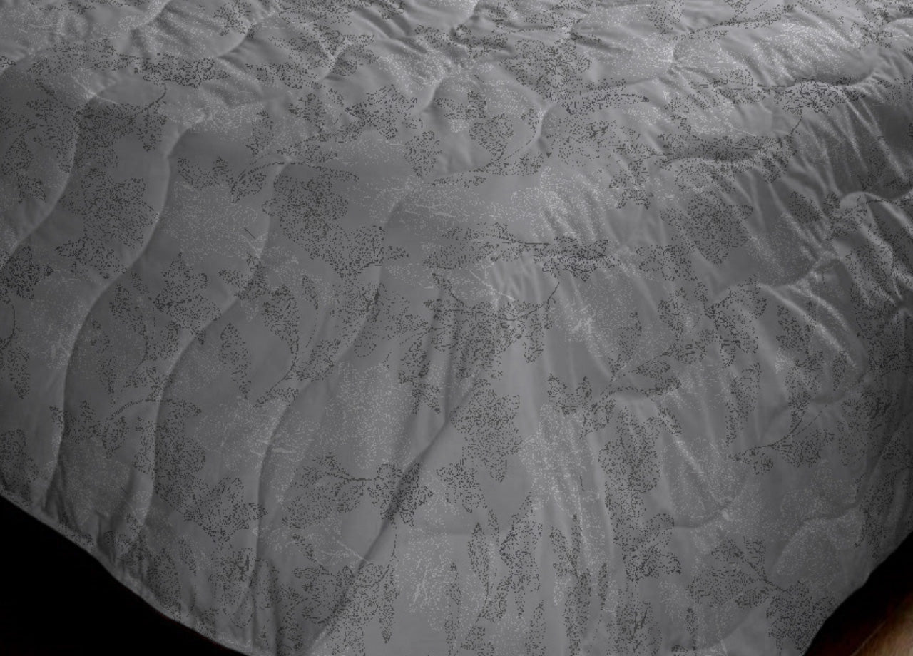 Trapunta Piumone Invernale 300gr Cotone Made Italy Disegno Lilly - Piazza E Mezza - Grigio