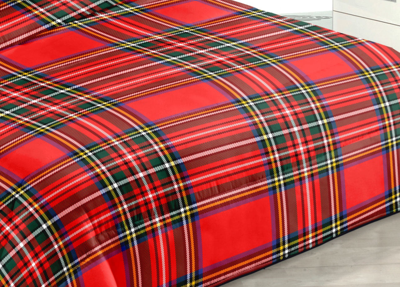 Trapunta Piumone Letto Invernale 300gr Microfibra Diadema Scozzese Rosso 16 - Piazza E Mezza - Rosso