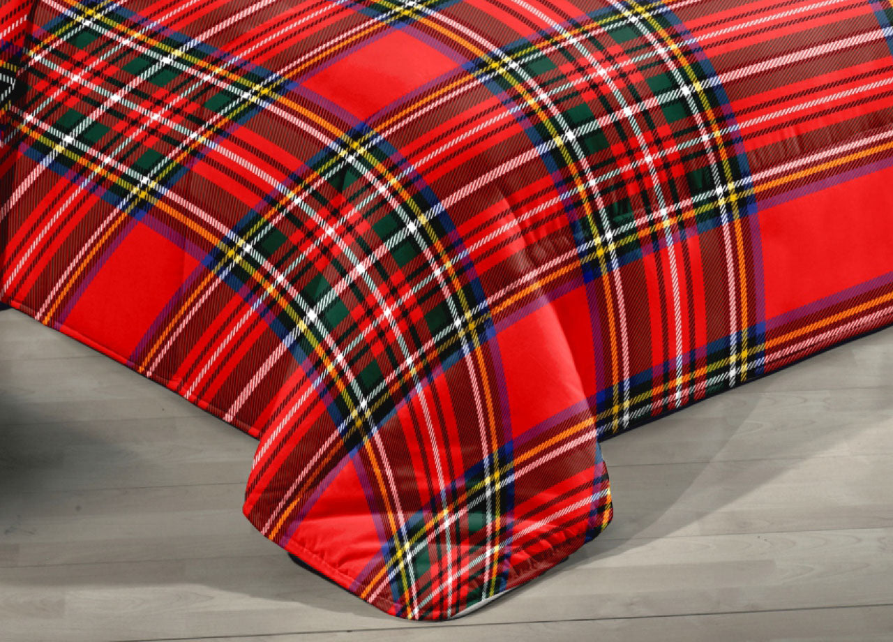 Trapunta Piumone Letto Invernale 300gr Microfibra Diadema Scozzese Rosso 16 - 2 Piazze - Rosso