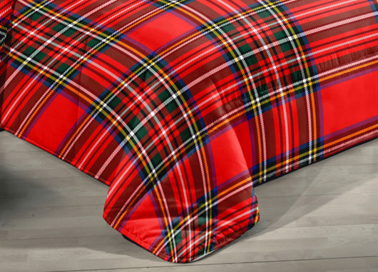 Trapunta Piumone Letto Invernale 300gr Microfibra Diadema Scozzese Rosso 16 - Piazza E Mezza - Rosso