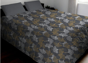 Trapunta Piumone Invernale 300gr Cotone Made Italy Botanico Ginko - Singolo - Giallo