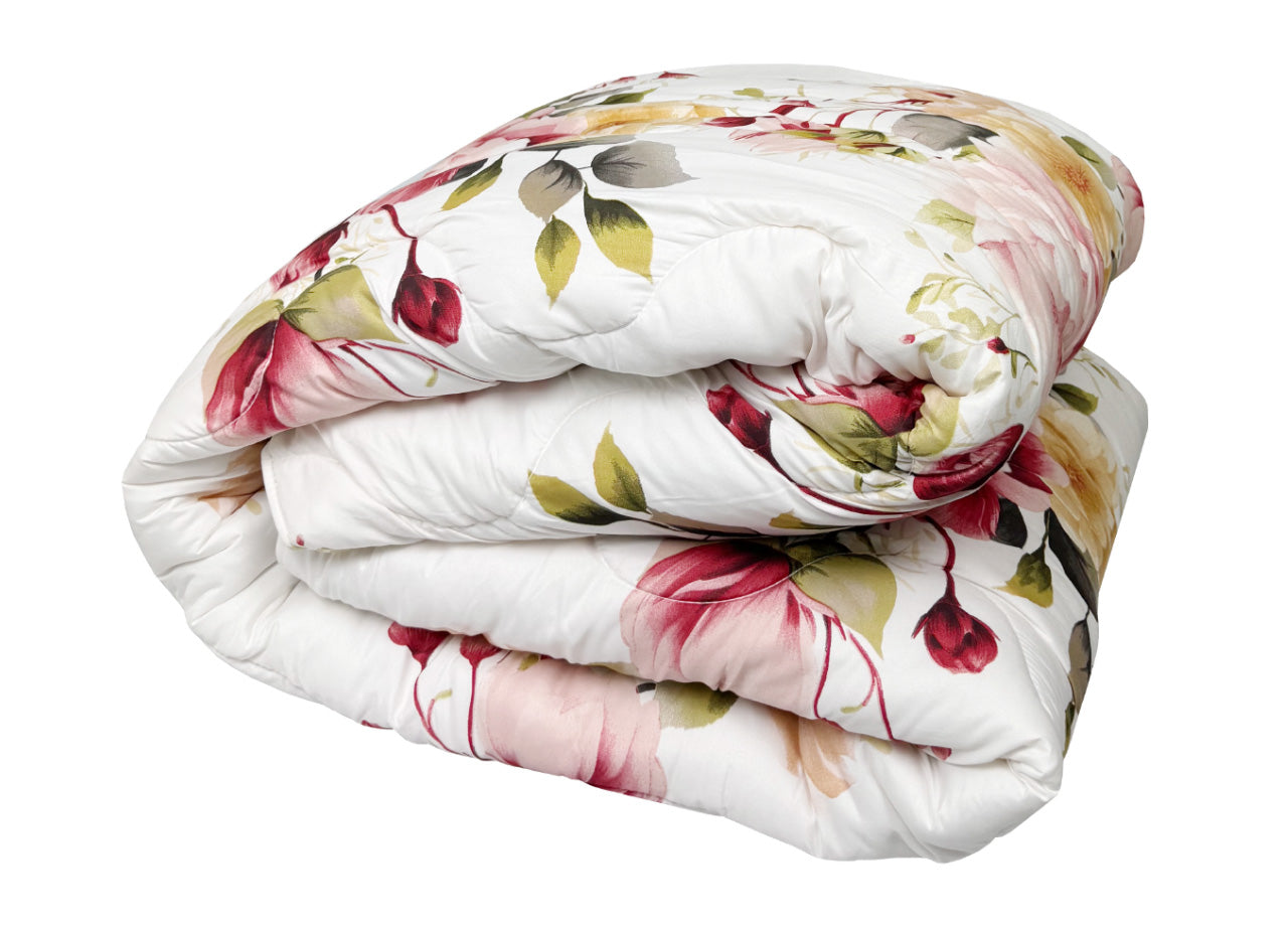 Trapunta Piumone Invernale Imbottita 300gr Microfibra Diadema Flower - 2 Piazze - D14 Rosa
