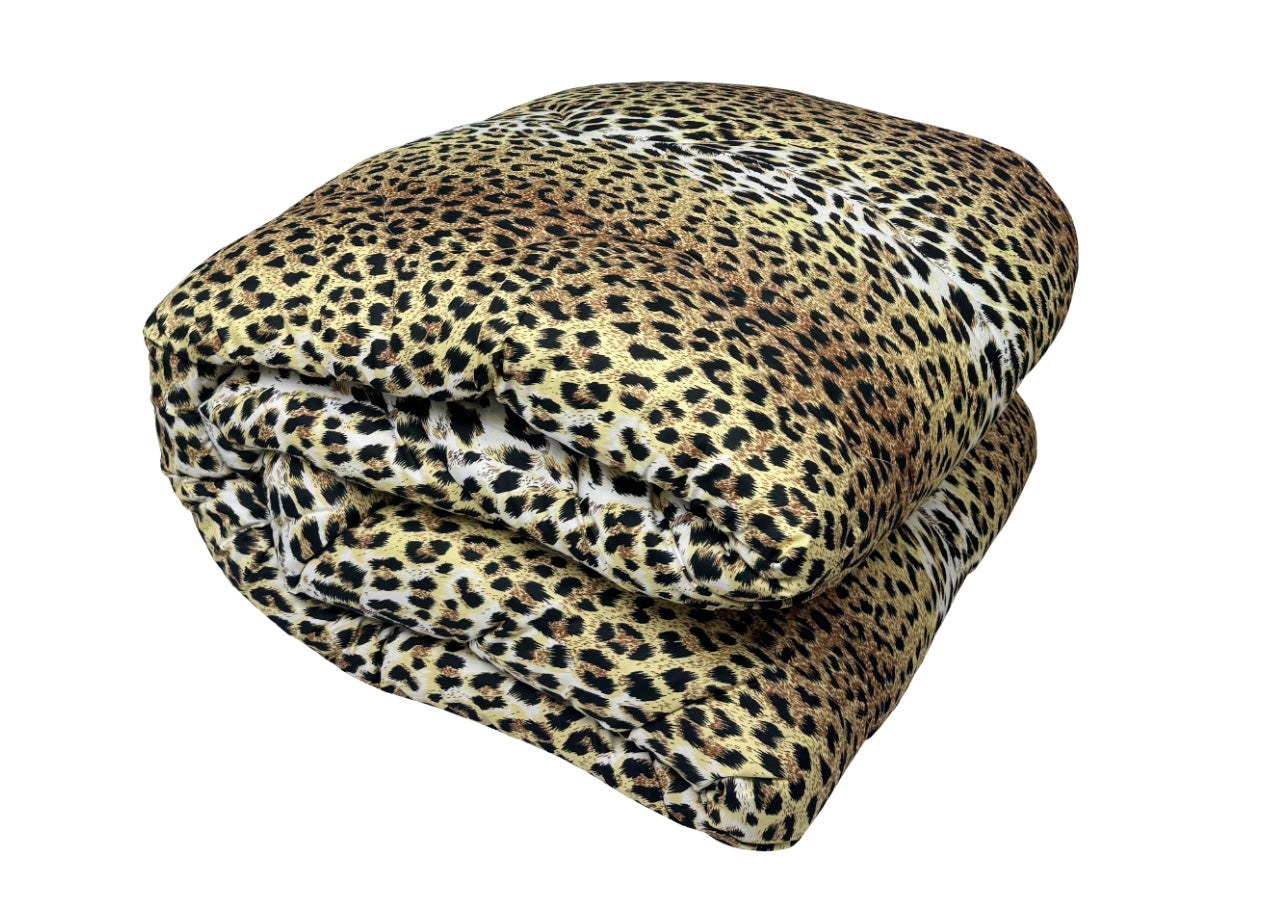 Trapunta Piumone Invernale Imbottita 300gr Microfibra Diadema Dis. Leopardato - Piazza E Mezza - D15