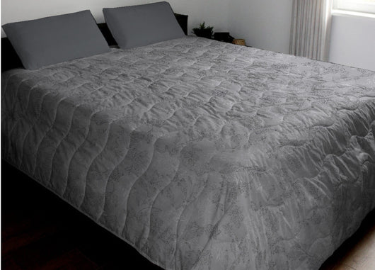 Trapunta Piumone Invernale 300gr Cotone Made Italy Disegno Lilly - Piazza E Mezza - Grigio