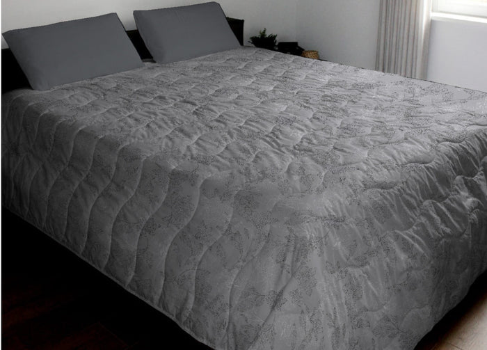 Trapunta Piumone Invernale 300gr Cotone Made Italy Disegno Lilly - Piazza E Mezza - Grigio