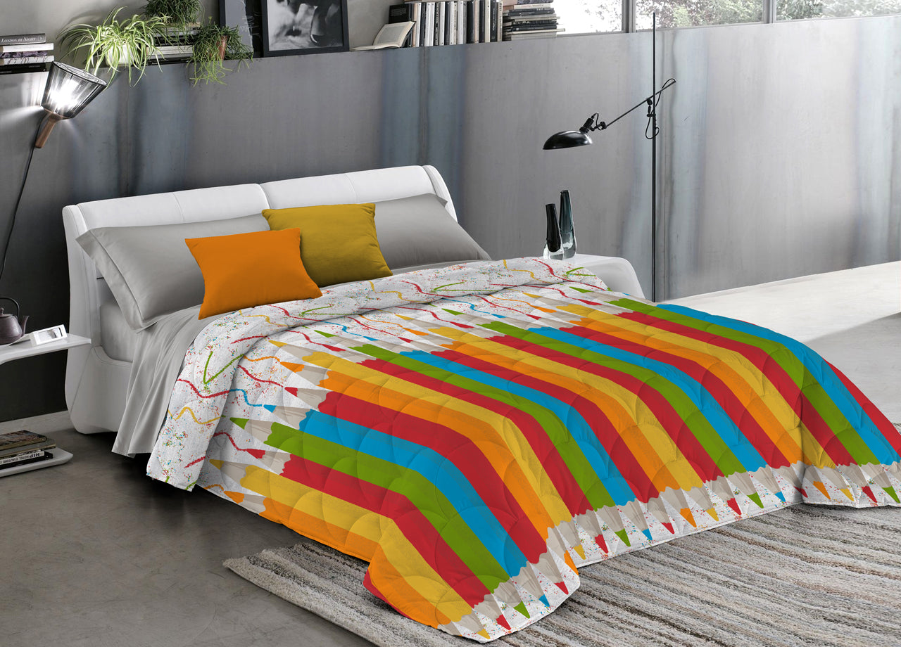 Trapuntino Estivo Disegno Matitoni Colore Arancio - Singolo - Arancio