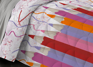 Trapunta Piumone Invernale Linea Pensieri Delicati Disegno Matitoni - Singolo - Fucsia