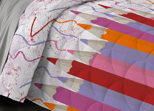 Trapunta Piumone Invernale Linea Pensieri Delicati Disegno Matitoni - Singolo - Fucsia