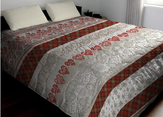 Trapunta Piumone Invernale 300gr Cotone Made Italy Disegno Molveno Tirolese - Piazza E Mezza - Molveno