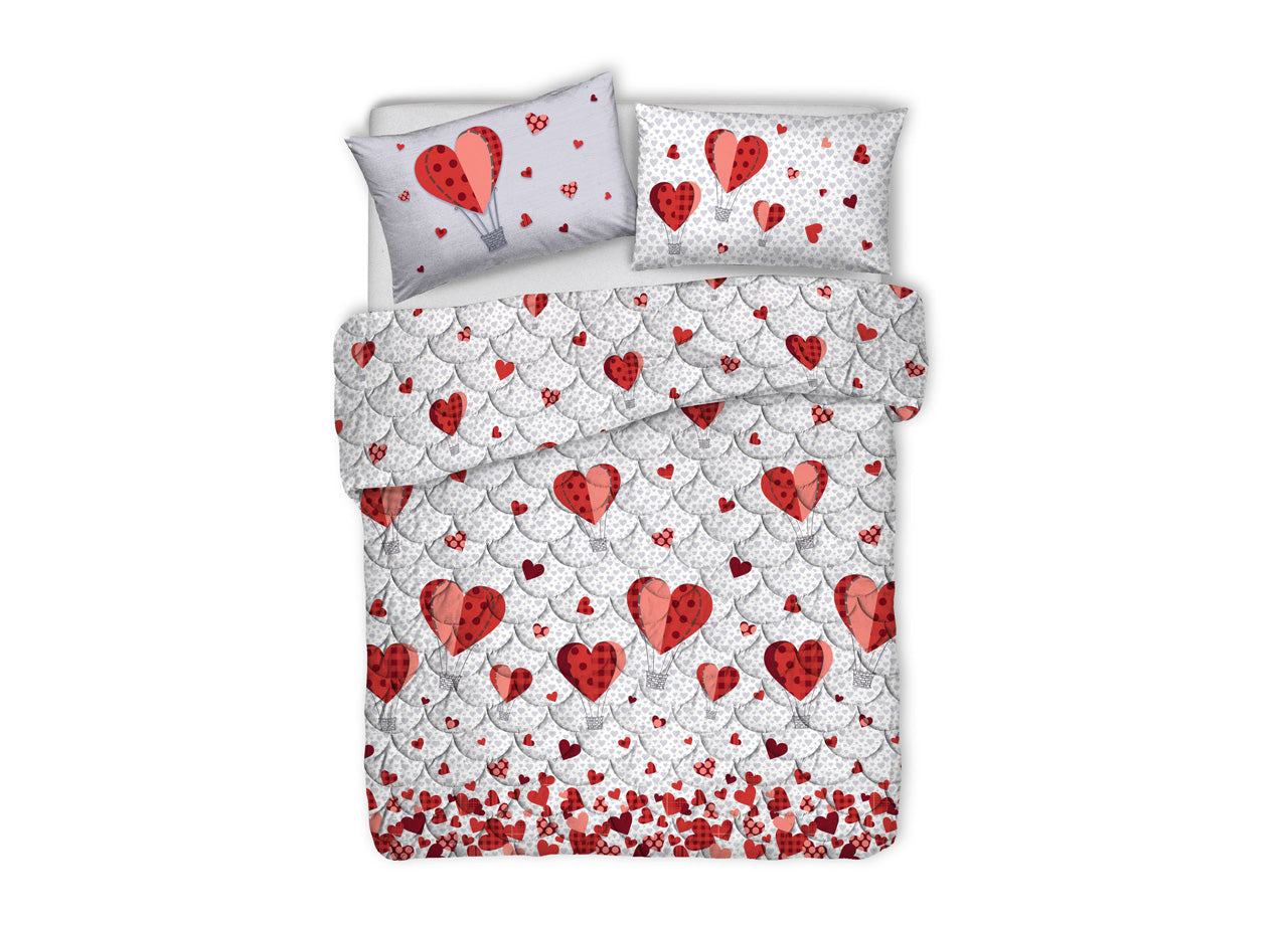 Trapuntino Estivo Disegno Mongolfiera Colore Rosso - Singolo - Rosso