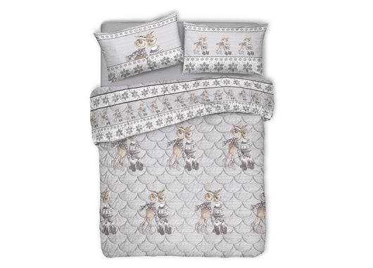 Trapunta Piumone Invernale Linea Pensieri Delicati Disegno Renna Grigio - Singolo - Grigio