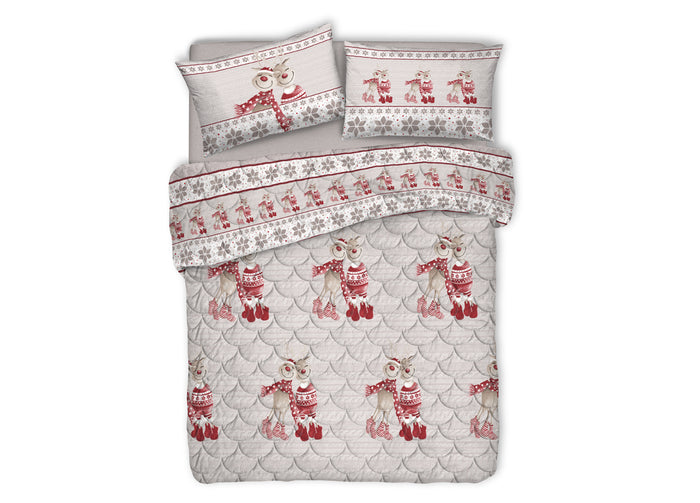 Trapunta Piumone Invernale Linea Pensieri Delicati Disegno Renna Rosso - Singolo - Rosso