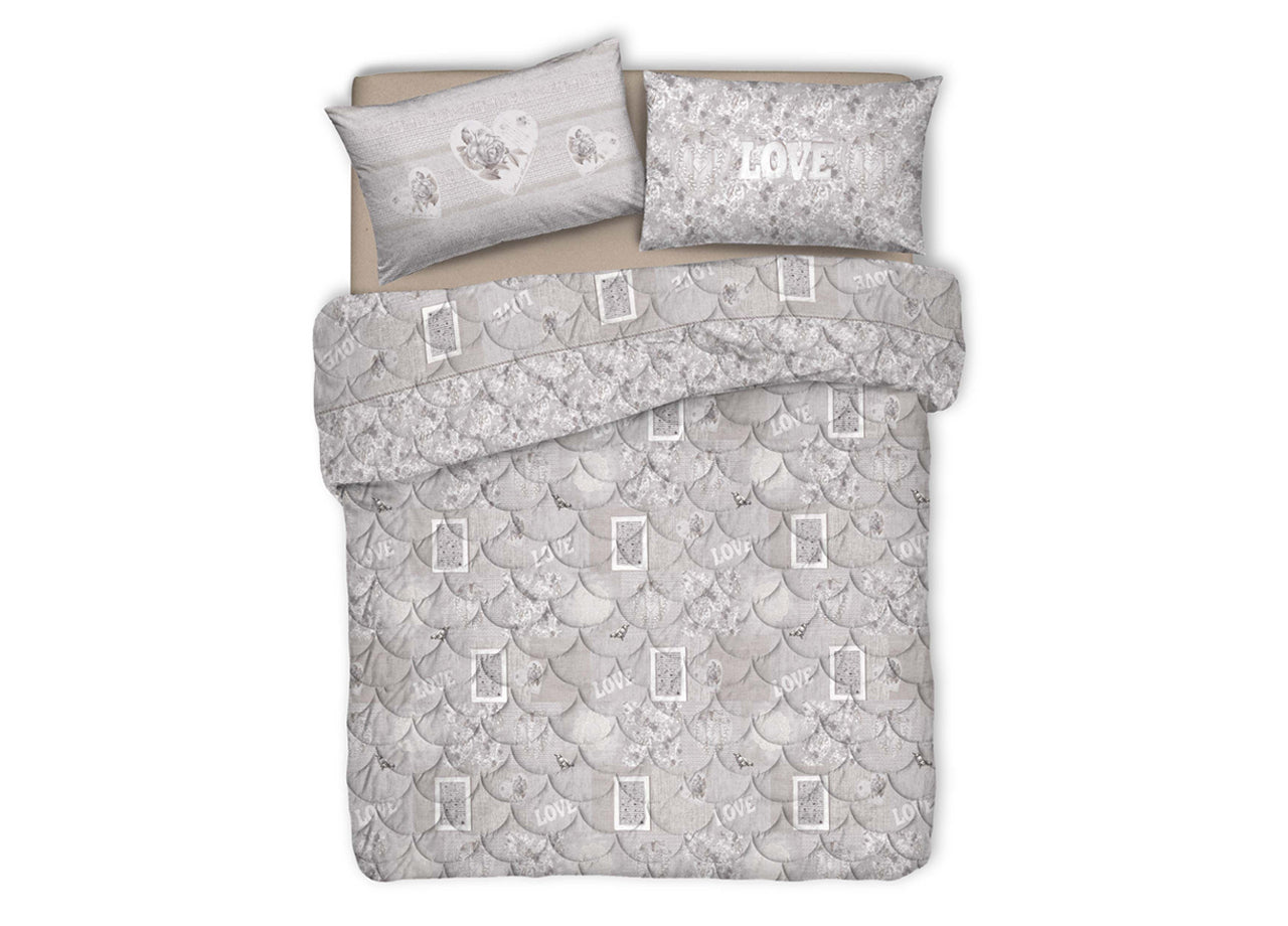 Trapunta Piumone Invernale Linea Pensieri Delicati Dis. Romantic Shabby Grigio - Singolo - Grigio