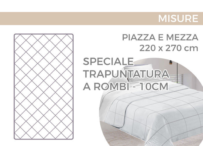 Trapuntino Piumino Estivo Primaverile 100gr/mq Leggero Disegno Drops - 1 Piazza E Mezza - Ottanio