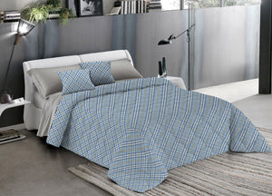 Trapuntino Piumino Estivo Pensieri Delicati Disegno Scotty Scozzese - Matrimoniale - Azzurro