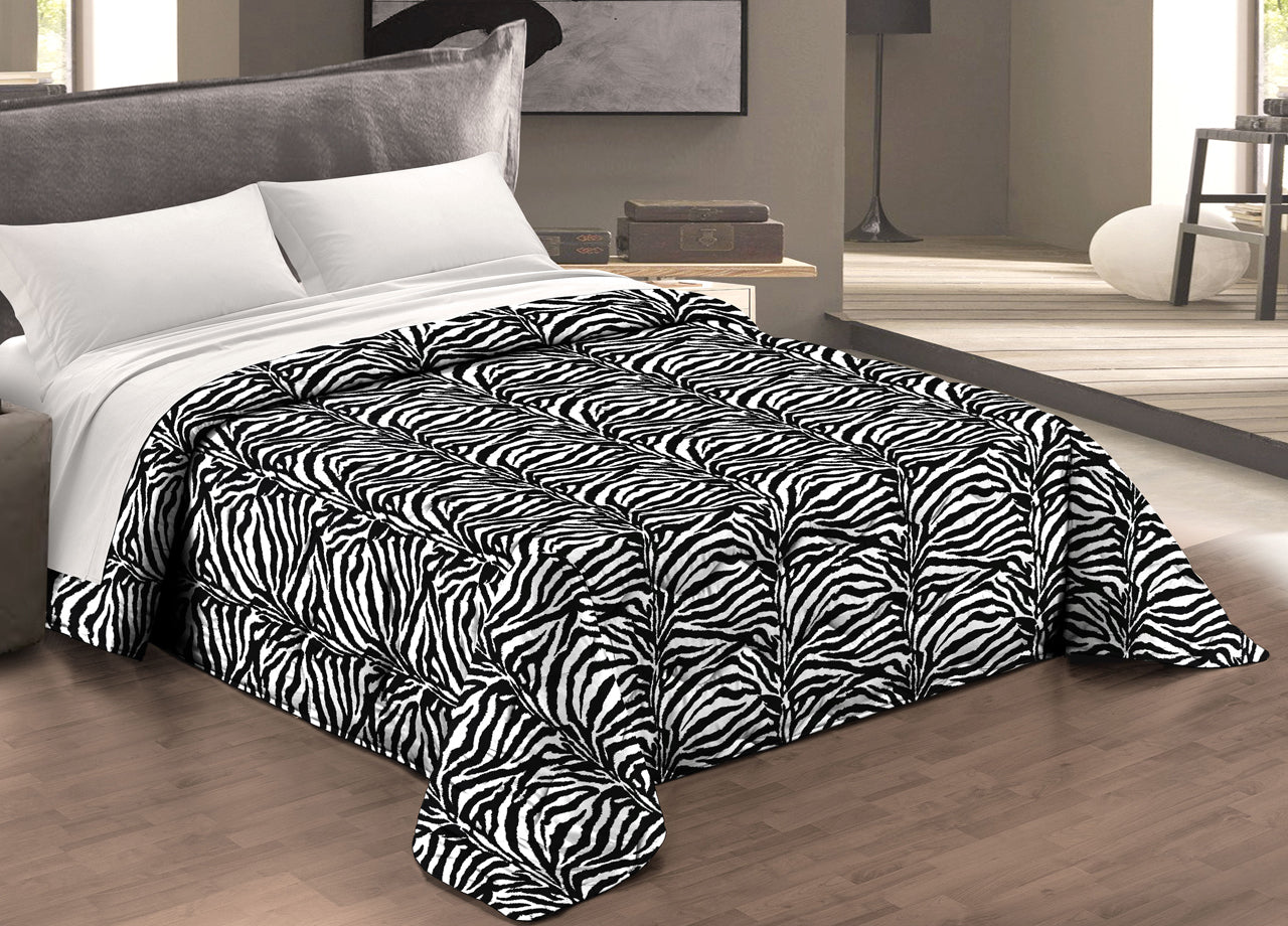 Trapunta Piumone Letto Invernale Imbottita 300gr Microfibra Scaldanotti Zebrato - Piazza E Mezza - Zebrato