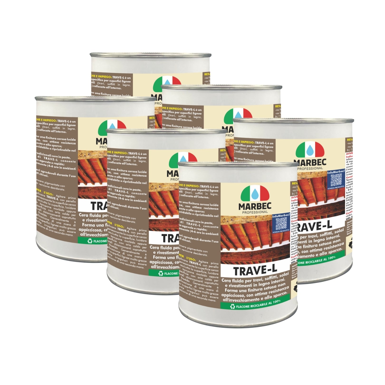 Finitore ceroso per travi e rivestimenti in legno TRAVE-L   1LTx6Pz